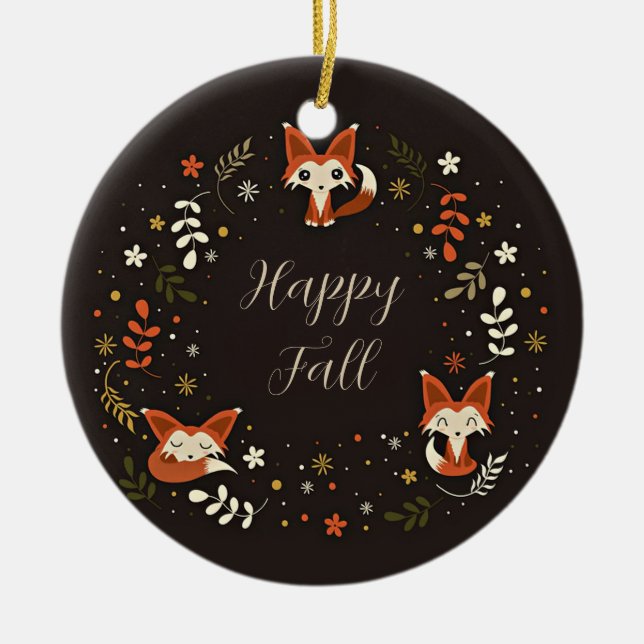 Fallfüchse mit benutzerdefinierbarem Text Keramik Ornament (Vorne)