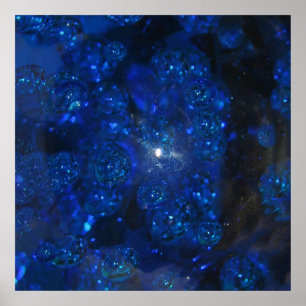Falling Blue Glass Bubbles Poster