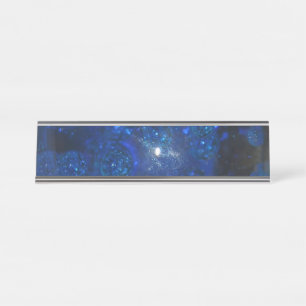 Falling Blue Glass Bubbles Schreibtischnamensplakette