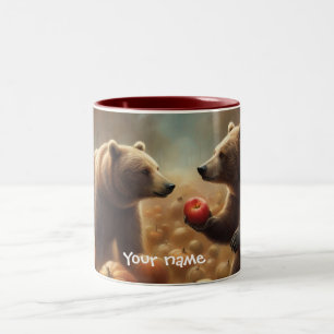 Falling Freunde Whimsical Bears teilen sich einen  Zweifarbige Tasse