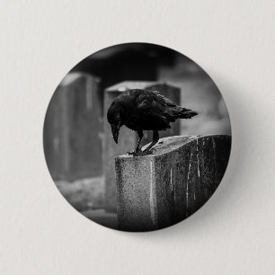Falling Friedhof Crow Button