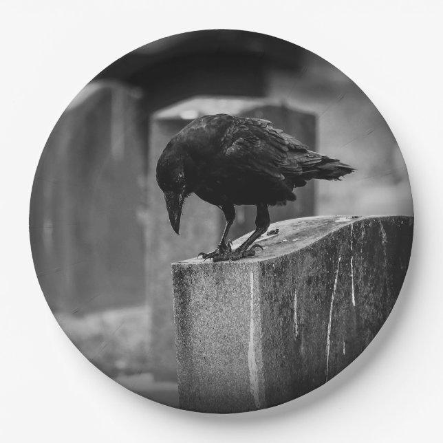 Falling Friedhof Crow Pappteller (Vorderseite)