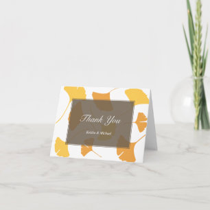 Falling Ginkgo-Blätter graue Dankeskarte für ein P