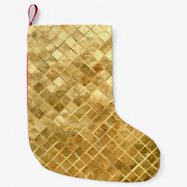 Falling Golden Checkerboard Kleiner Weihnachtsstrumpf (Vorderseite)