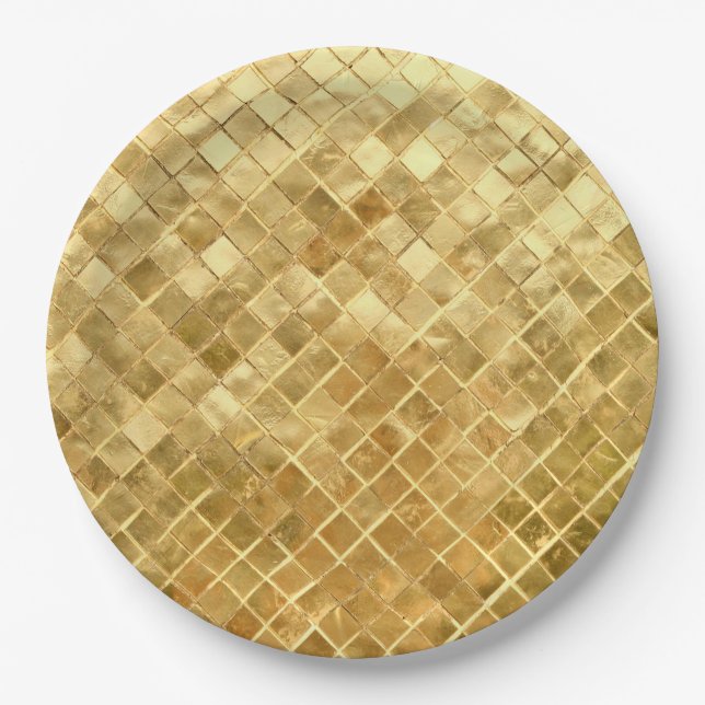 Falling Golden Checkerboard Pappteller (Vorderseite)