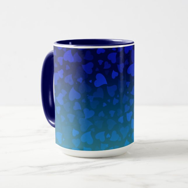 Falling Hearts Blau Tasse (Vorderseite Links)