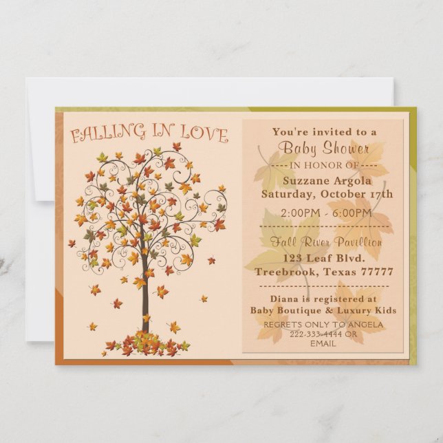Falling In Love Autumn Baby shower Invitation (Devant)
