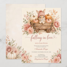 Falling in Love Fall Bunny Baby Shower Einladung