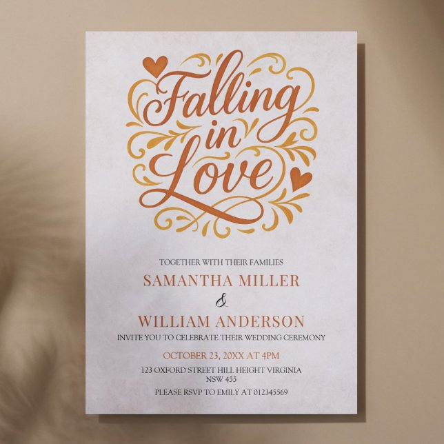Falling in Love Modern Autumn Wedding  Einladung (Von Creator hochgeladen)