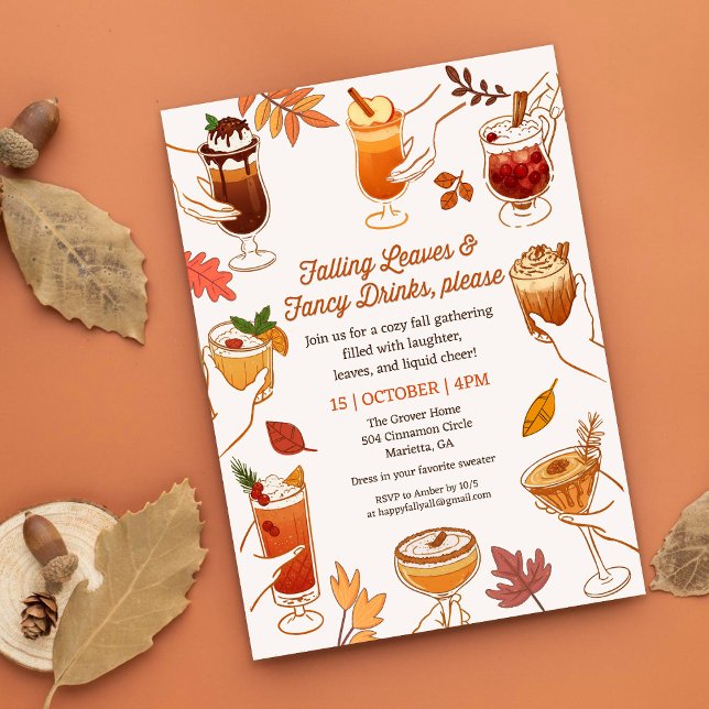Falling Leaves & Fancy Drinks Bitte Fall Cocktail Einladung (Von Creator hochgeladen)
