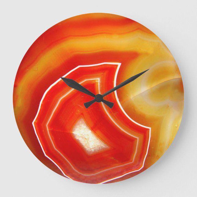 Falling Orange Agate Große Wanduhr (Vorderseite)