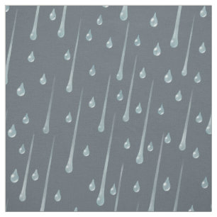 Falling Raindrops Cute Rainy Day Dark Gray - Süße Stoff