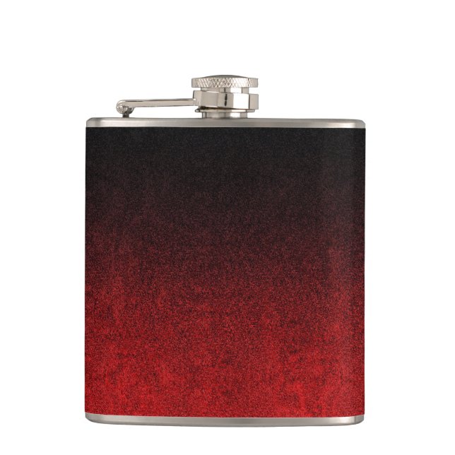 Falling Red & Black Glitzer Gradient Flachmann (Vorderseite)