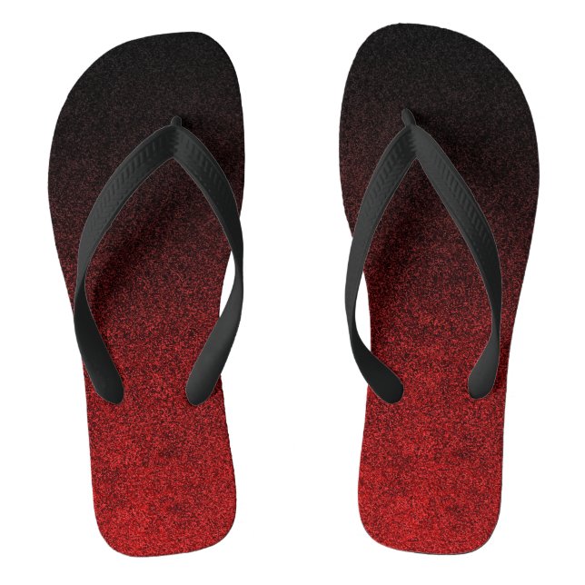 Falling Red & Black Glitzer Gradient Flip Flops (Fußbett)