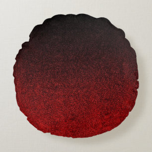 Falling Red & Black Glitzer Gradient Rundes Kissen
