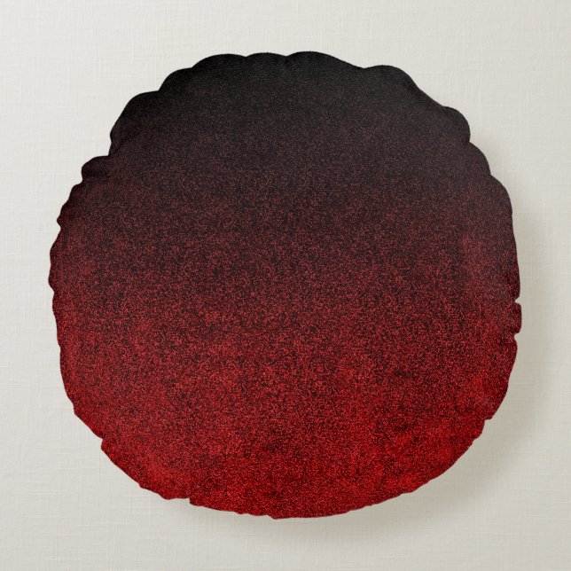 Falling Red & Black Glitzer Gradient Rundes Kissen (Vorderseite)
