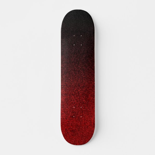 Falling Red & Black Glitzer Gradient Skateboard (Vorne)