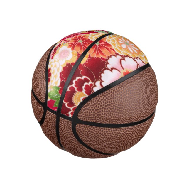 Falling Red Floral Burst Mini Basketball (angewinkelt)