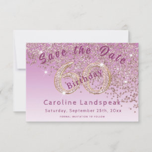 Falling Rose Gold Glitzer für 60. Geburtstag Save The Date