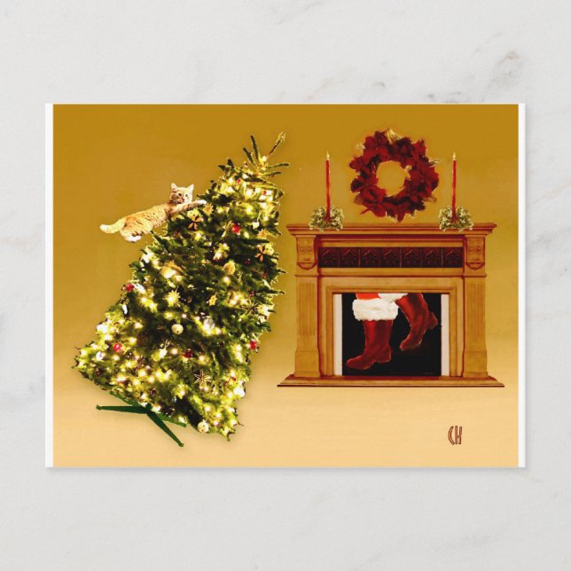 Falling Tree Kitty Postkarte (Vorderseite)