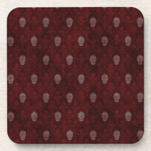 Falling Viktorianisch Skulls Red Getränkeuntersetzer