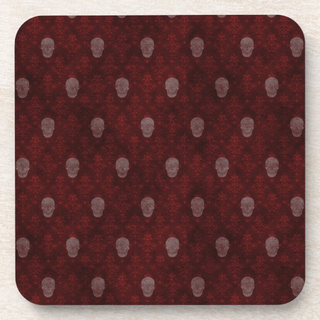 Falling Viktorianisch Skulls Red Getränkeuntersetzer (Vorderseite)