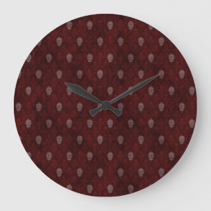 Falling Viktorianisch Skulls Red Große Wanduhr