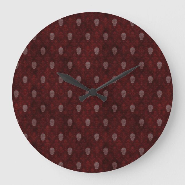 Falling Viktorianisch Skulls Red Große Wanduhr (Vorderseite)