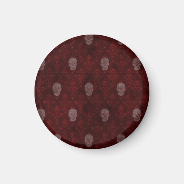 Falling Viktorianisch Skulls Red Magnet (Vorne)