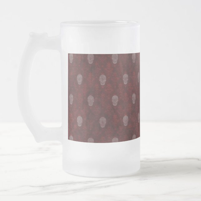 Falling Viktorianisch Skulls Red Mattglas Bierglas (Links)