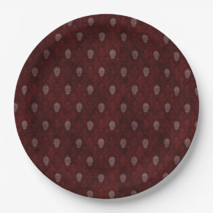 Falling Viktorianisch Skulls Red Pappteller