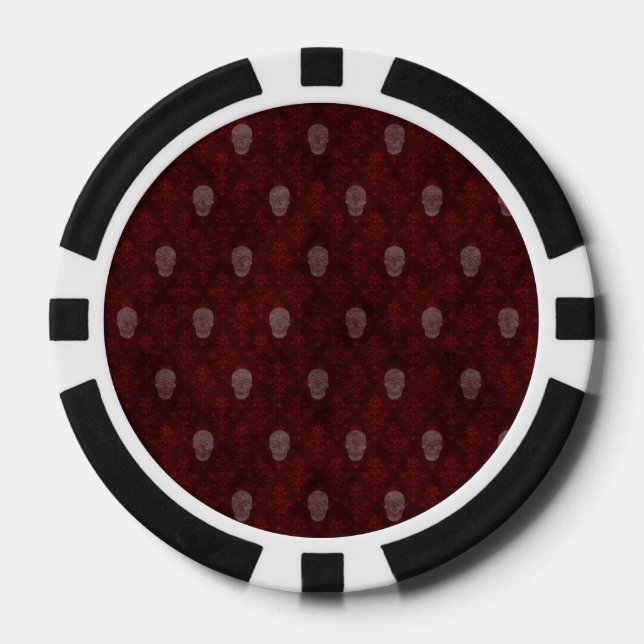 Falling Viktorianisch Skulls Red Pokerchips (Vorderseite)