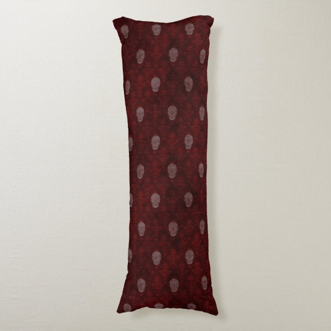 Falling Viktorianisch Skulls Red Seitenschläferkissen (Vorderseite Vertikal)