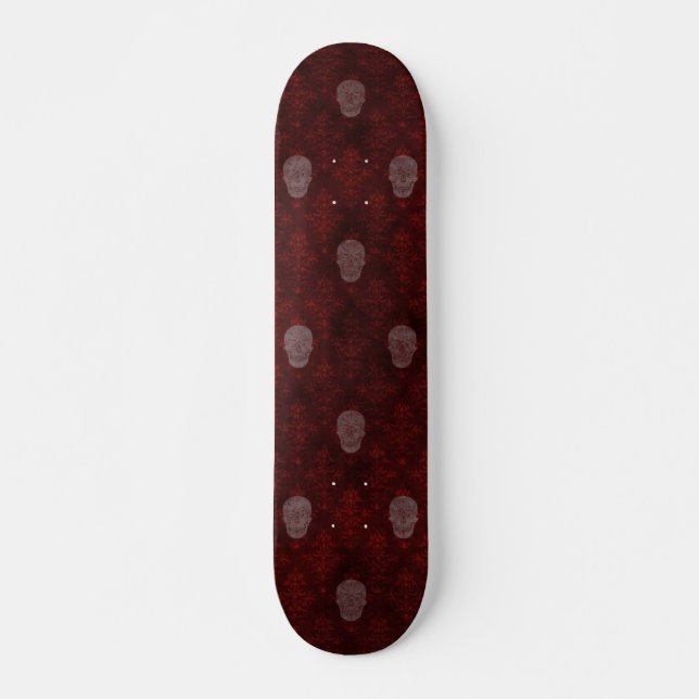 Falling Viktorianisch Skulls Red Skateboard (Vorne)