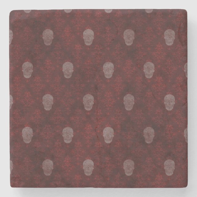 Falling Viktorianisch Skulls Red Steinuntersetzer (Vorderseite)