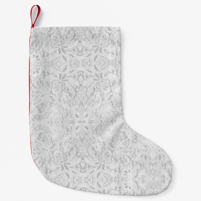 Falling White Lace Kleiner Weihnachtsstrumpf (Vorderseite)