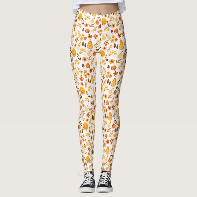 Fallmuster mit Kürpen, Blätter: Herbsteleganz Leggings (Vorderseite)