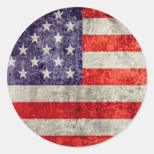 Falln antike amerikanische Flagge Runder Aufkleber