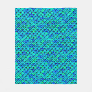 Falln Aqua Blue Scales Fleecedecke