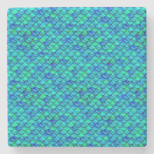 Falln Aqua Blue Scales Steinuntersetzer