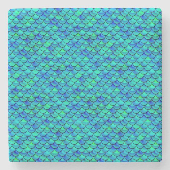 Falln Aqua Blue Scales Steinuntersetzer (Vorderseite)