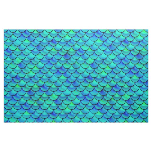 Falln Aqua Blue Scales Stoff (Fat Quarter (45,7 x 55,9 cm))