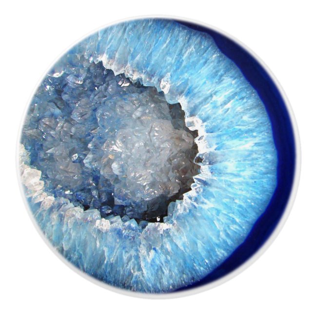 Falln blaues KristallGeode Keramikknauf (Vorderseite)