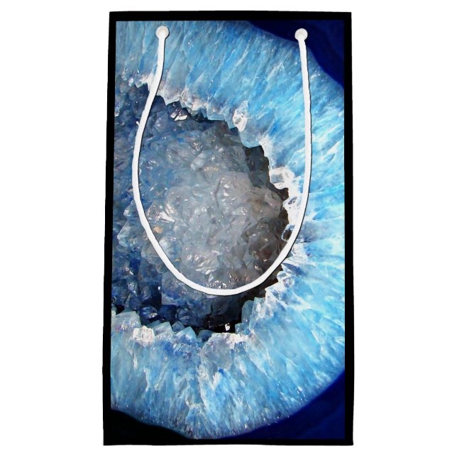 Falln blaues KristallGeode Kleine Geschenktüte (Vorderseite)