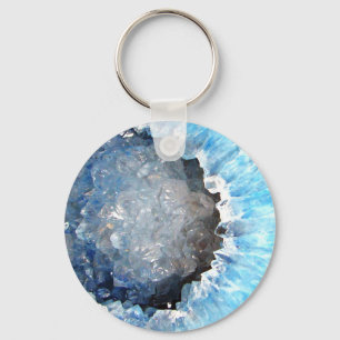 Falln blaues KristallGeode Schlüsselanhänger