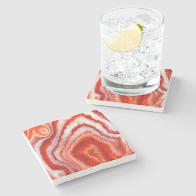 Falln Blood Orange Achat. Steinuntersetzer (Seitenansicht)