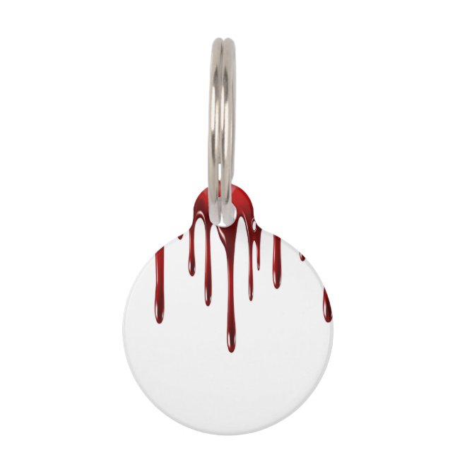 Falln Blood Tropfen White Haustiermarke (Vorderseite)