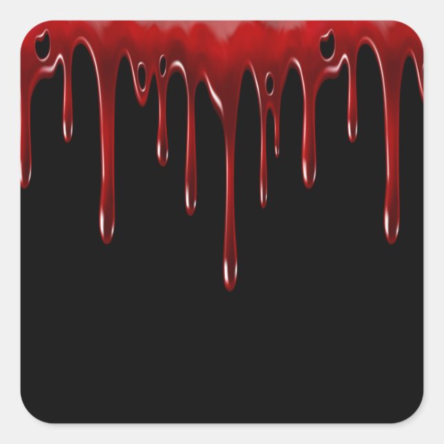 Falln Blood Tropfens Black Quadratischer Aufkleber (Vorderseite)