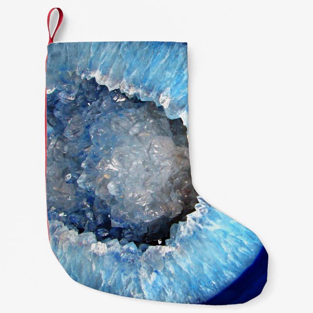 Falln Blue Crystal Geode Kleiner Weihnachtsstrumpf (Vorderseite)