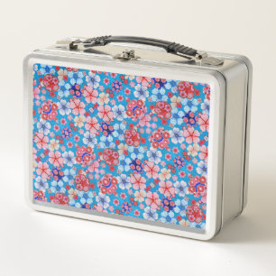 Falln Blue Floral Metall Brotdose